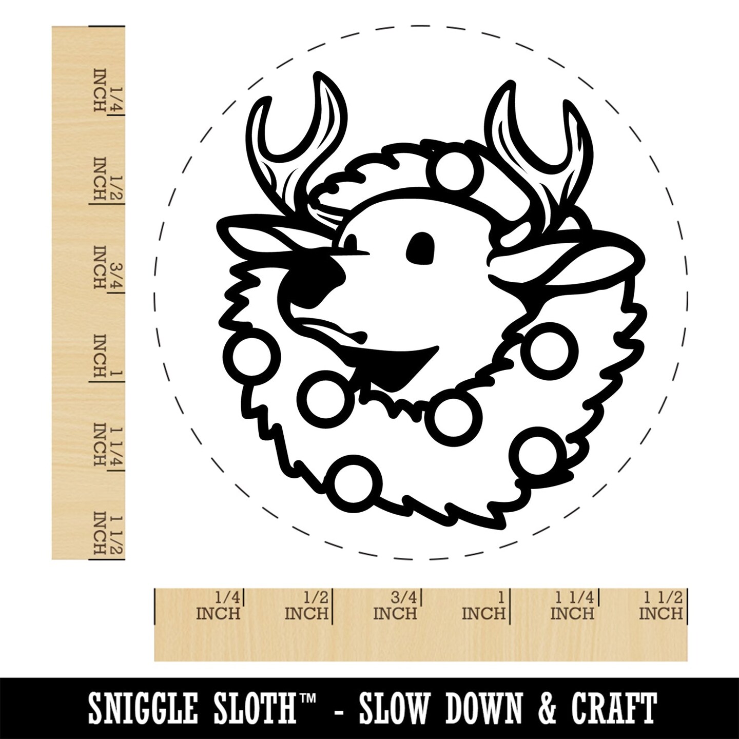 Christmas Deer Mount in Wreath Self-Inking Rubber Stamp Ink Stamper for Stamping Crafting Planners