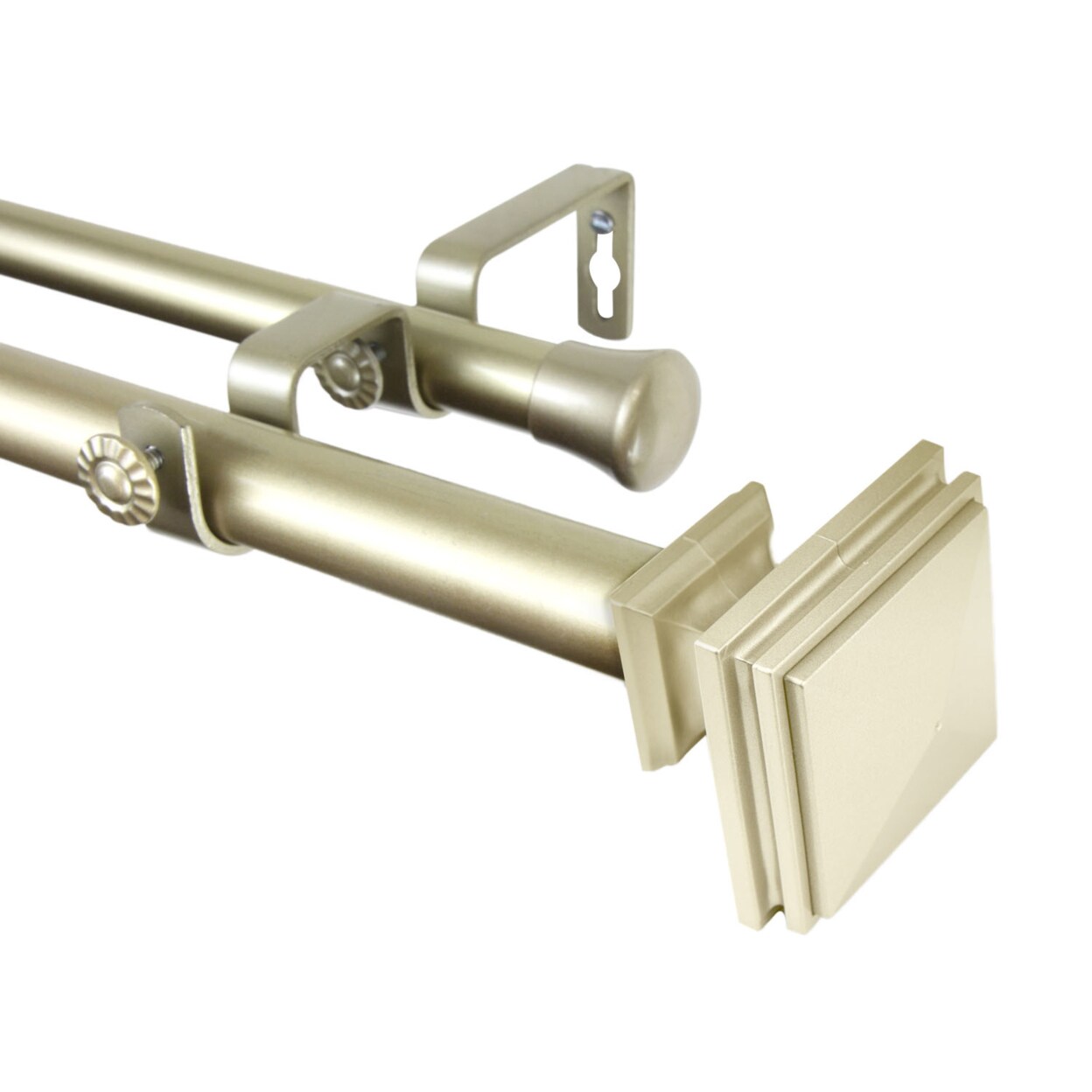 Rod Desyne   Bedpost 1&#x22; Double Curtain Rod - Light Gold