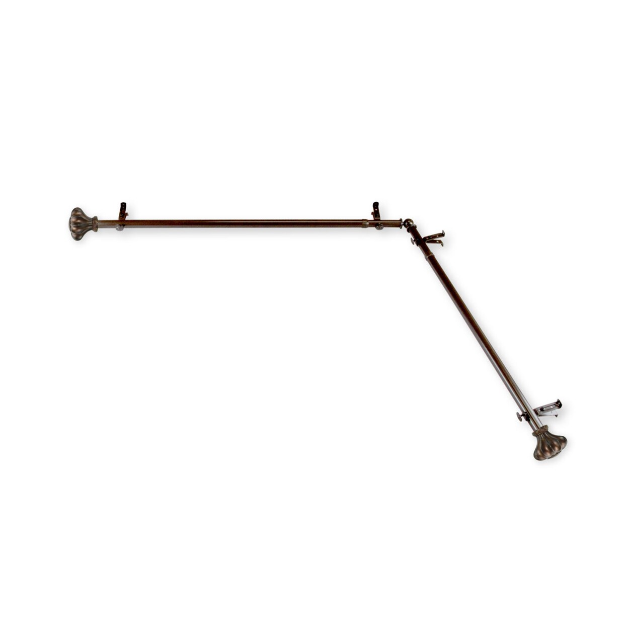 Rod Desyne   Flair 13 by 16&#x22; Corner Window Curtain Rod - Cocoa