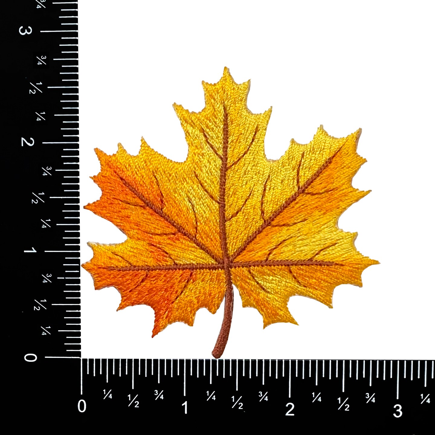 2-3/4" Yellow/Orange Fall Autumn Leaf, Embroidered, Iron on Patch