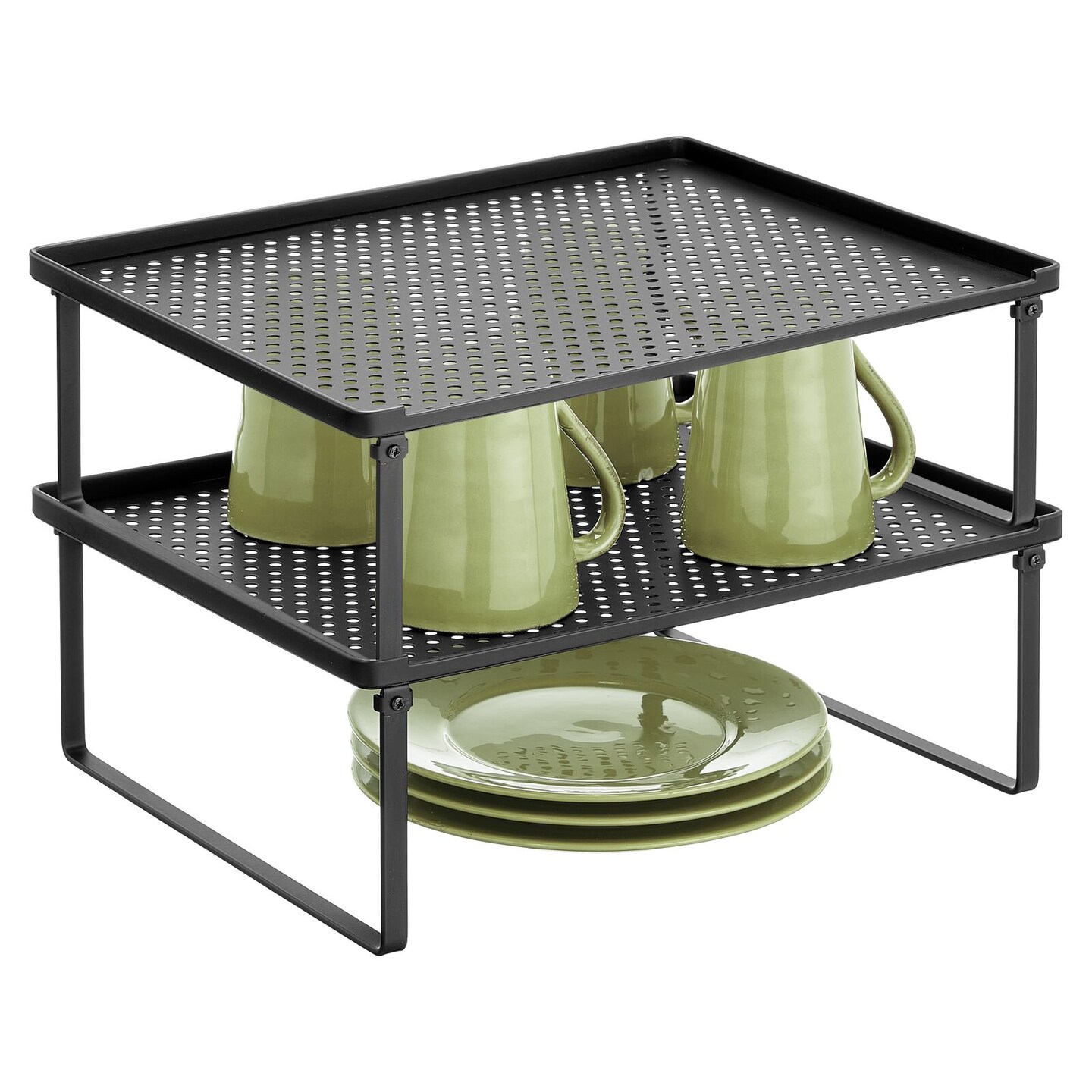 mDesign Metal Kitchen Shelf Stackable Organizer Storage Rack, 2 Pack