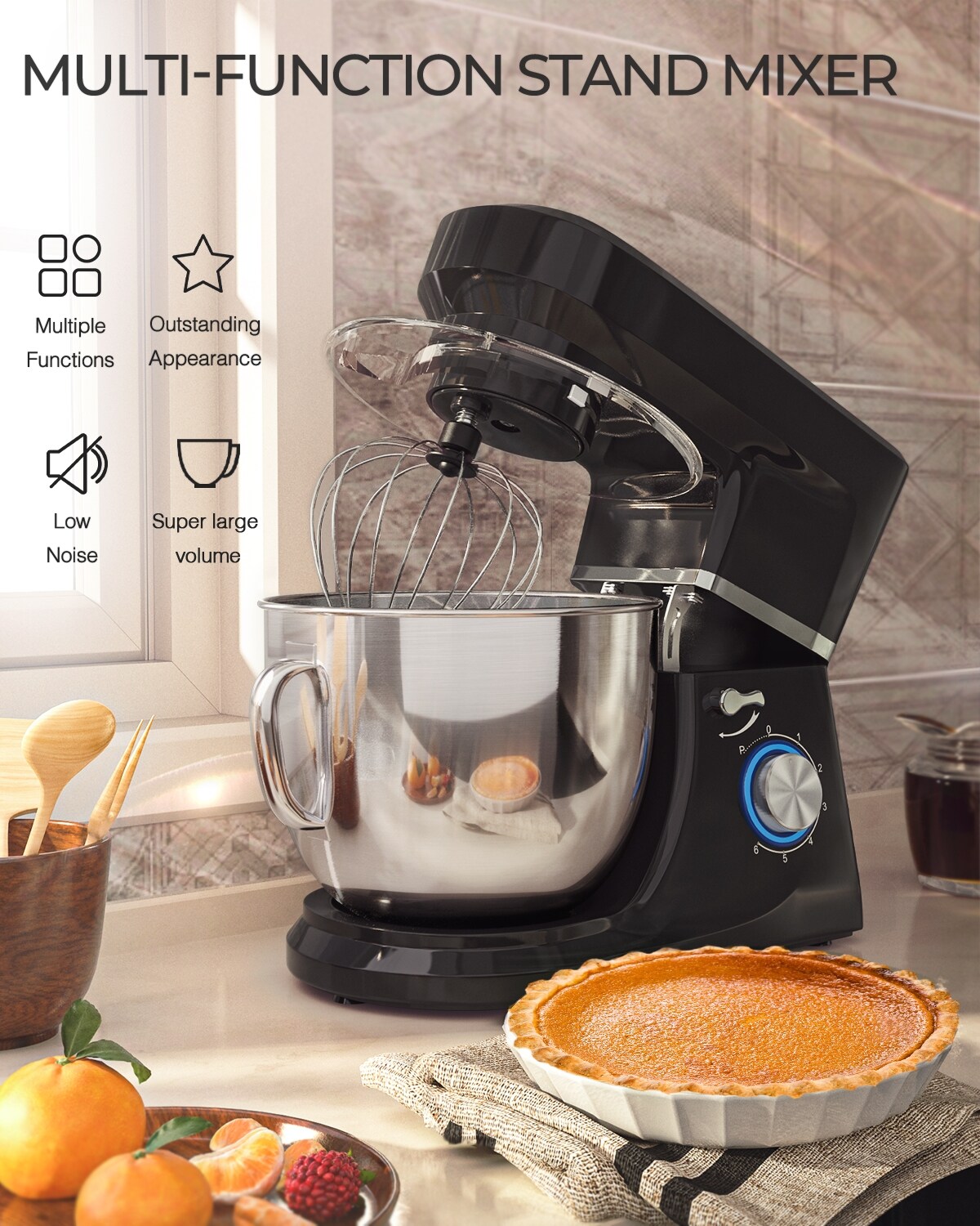 Stainless Steel Tilt-Head Stand Mixer with Dough Hook