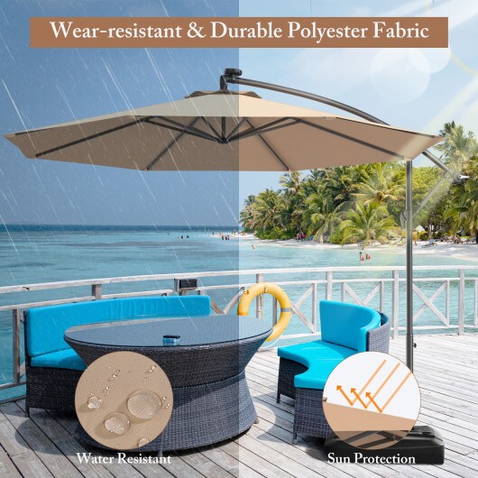 10 Feet Patio Outdoor Sunshade Hanging Umbrella without Weight Base