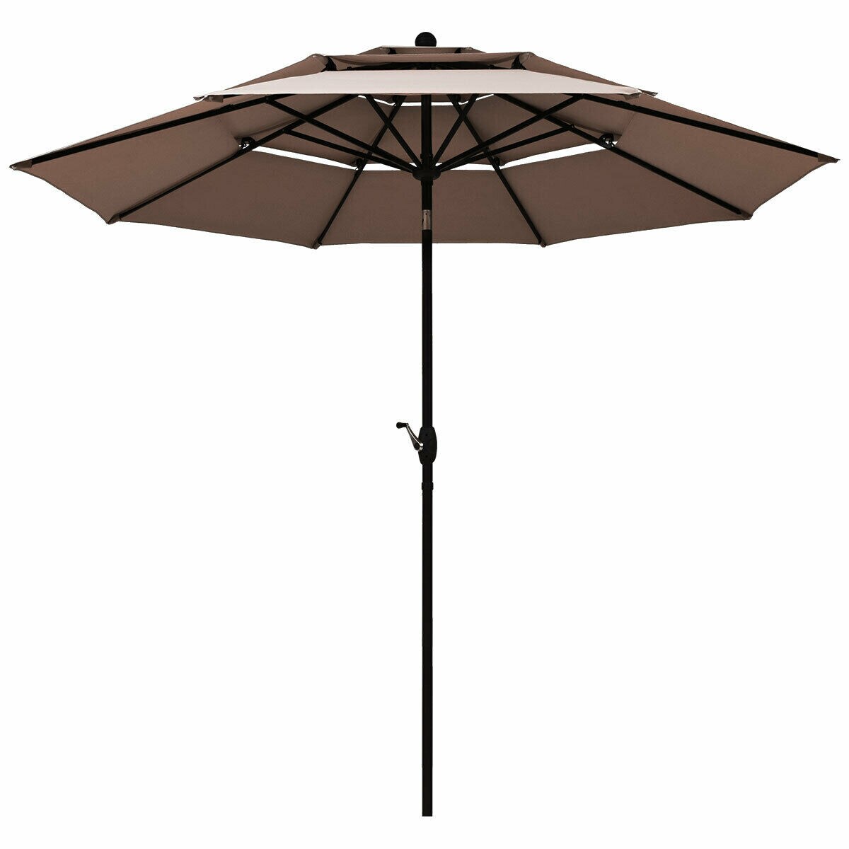 Outdoor 10 ft 3-Tier Double-Vented Patio Umbrella with Aluminum Pole (No Base)
