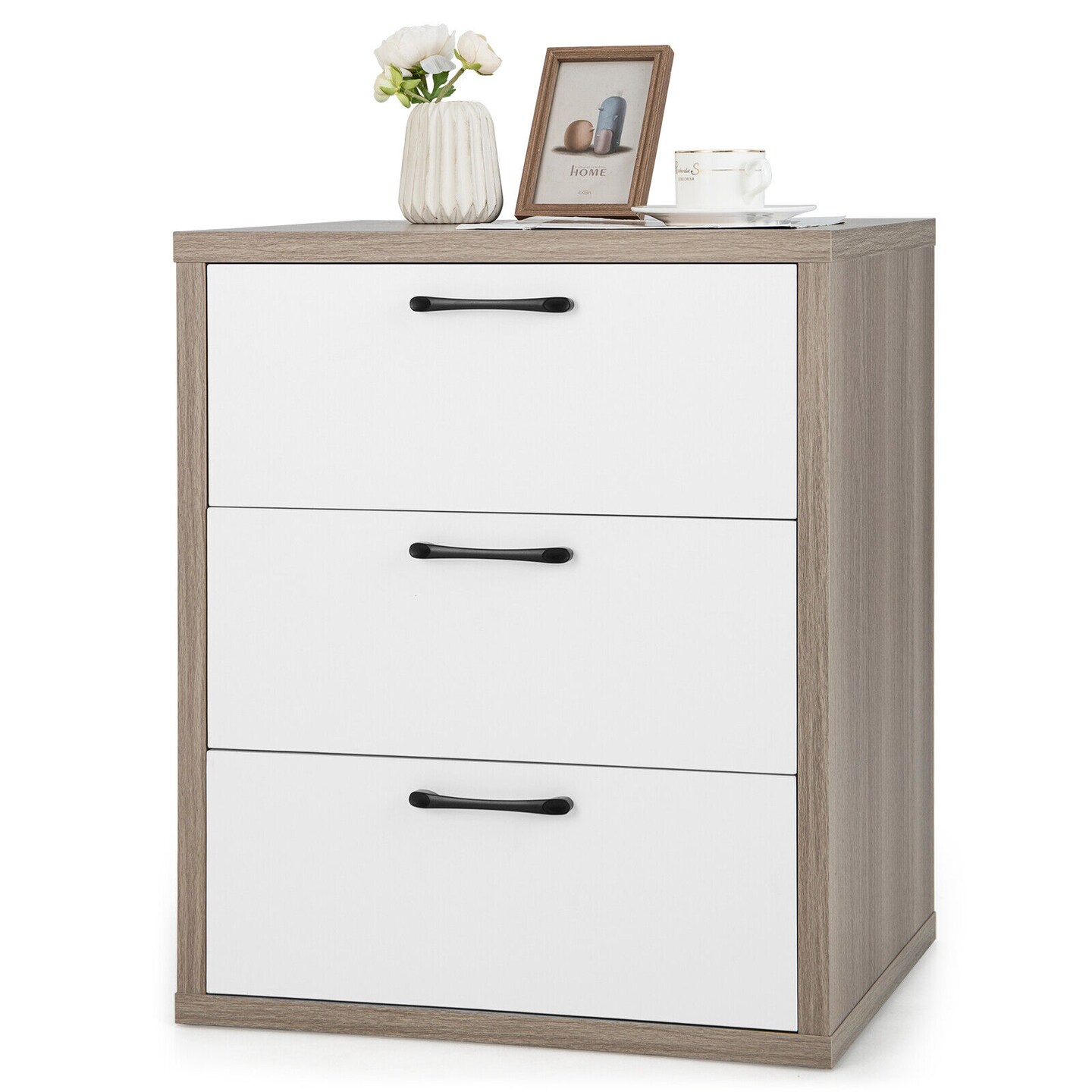 3 Slide-out Drawers Modern Dresser with Wide Storage Space