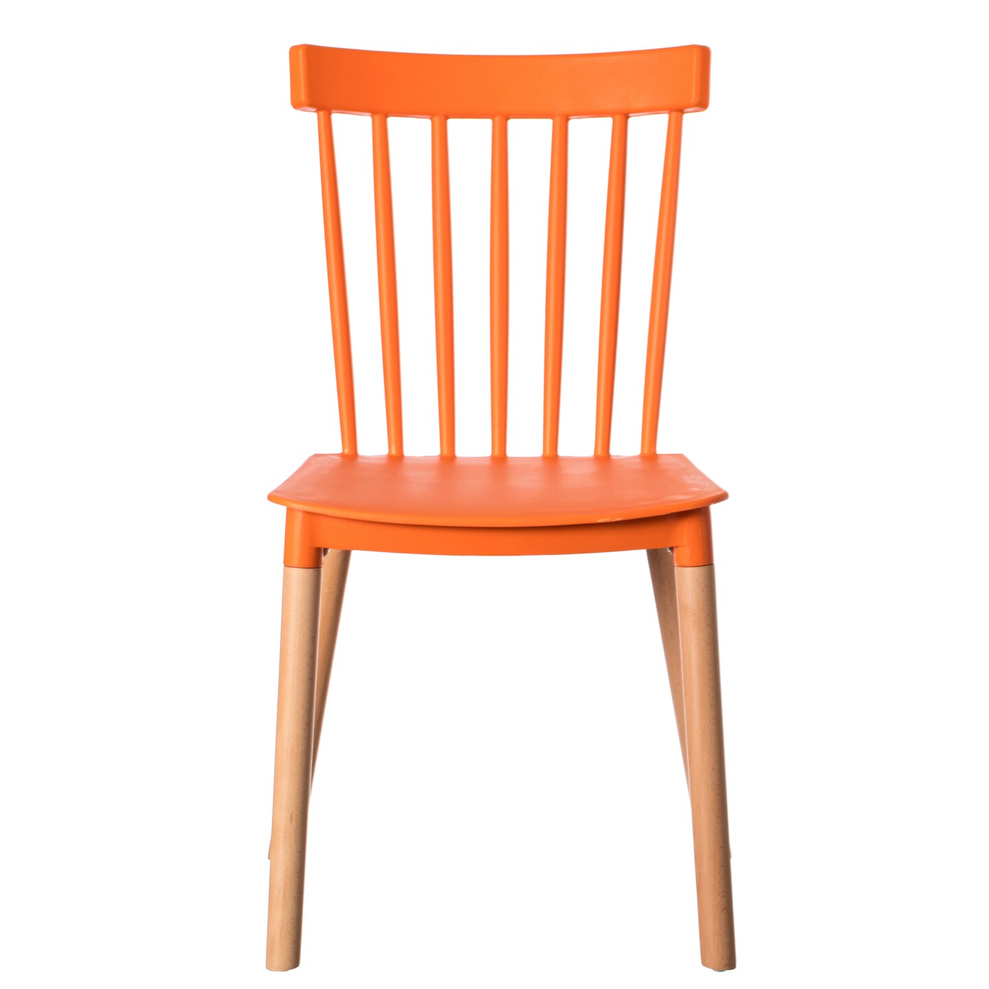 Modern Plastic Dining Chair Windsor Design with Beech Wood Legs