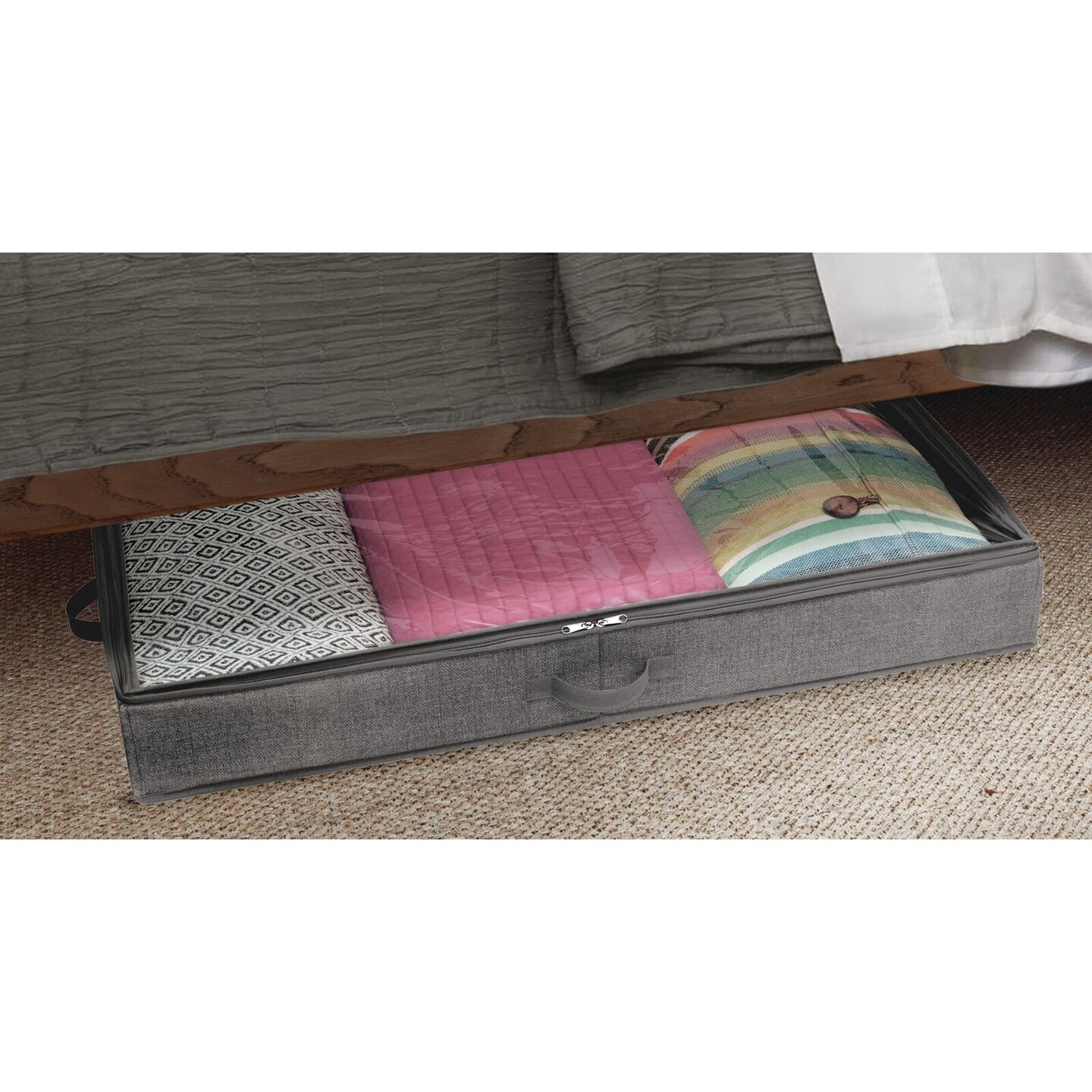 mDesign Fabric Under Bed Storage Organizer, Zippered Lid, 4 Pack Michaels