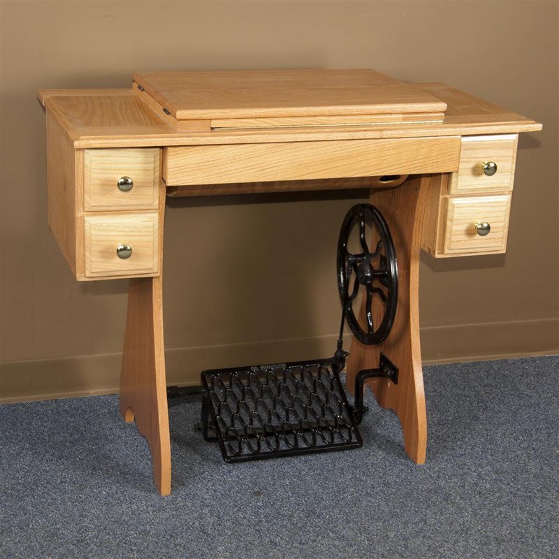 Eicher&#x27;s Furniture Oak Cabinet and Treadle, Sewing Machine Not Included