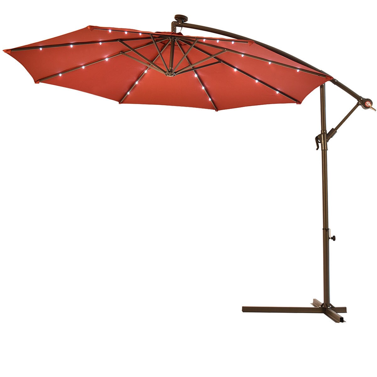 Costway 10' Hanging Solar LED Umbrella Patio Sun Shade Offset Market