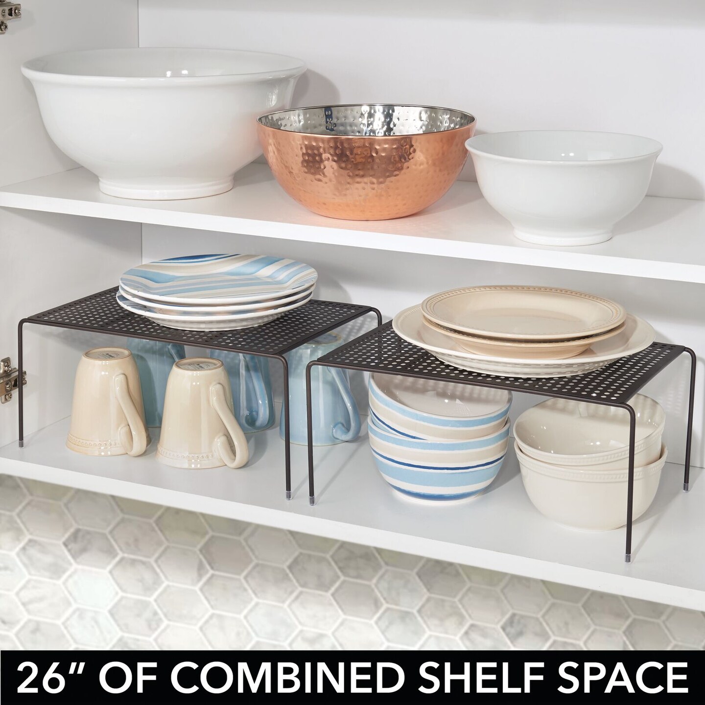 mDesign Kitchen Pantry, Countertop Storage Shelf, Large