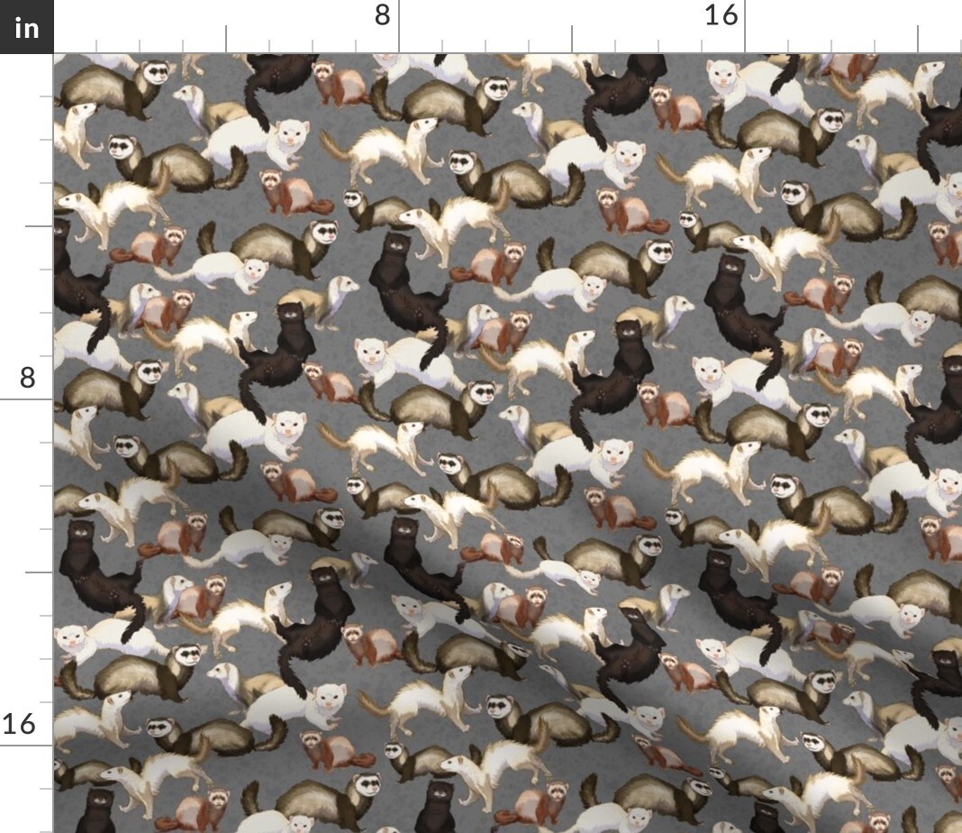 Ferrets Animals Exotic Pets Gray Panda Ferret Mustelids Weasel Custom Printed Fabric by Spoonflower Various Fabrics by the Yard or Fat Quarter