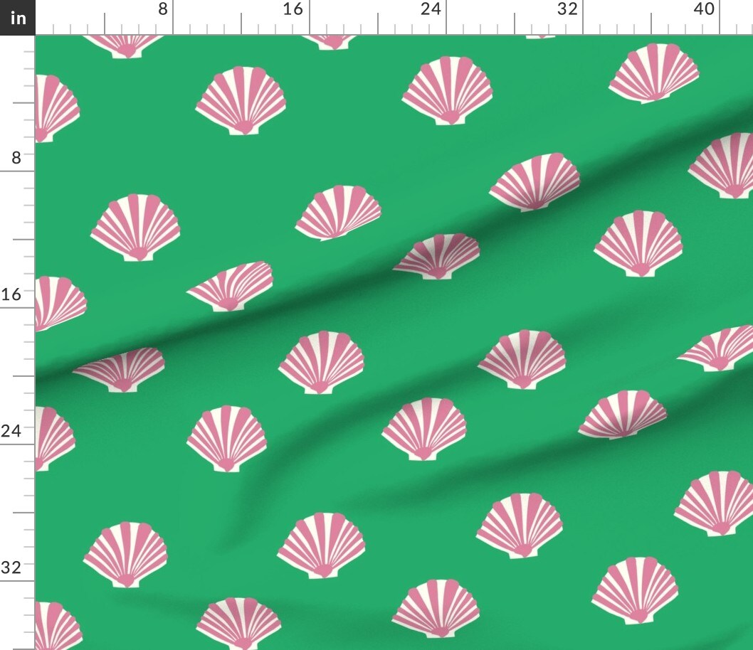 Nautical Preppy Seashell Coastal Stripes Beach Shells Ocean Under The Sea Custom Printed Fabric by Spoonflower Various Fabrics by the Yard or Fat Quarter