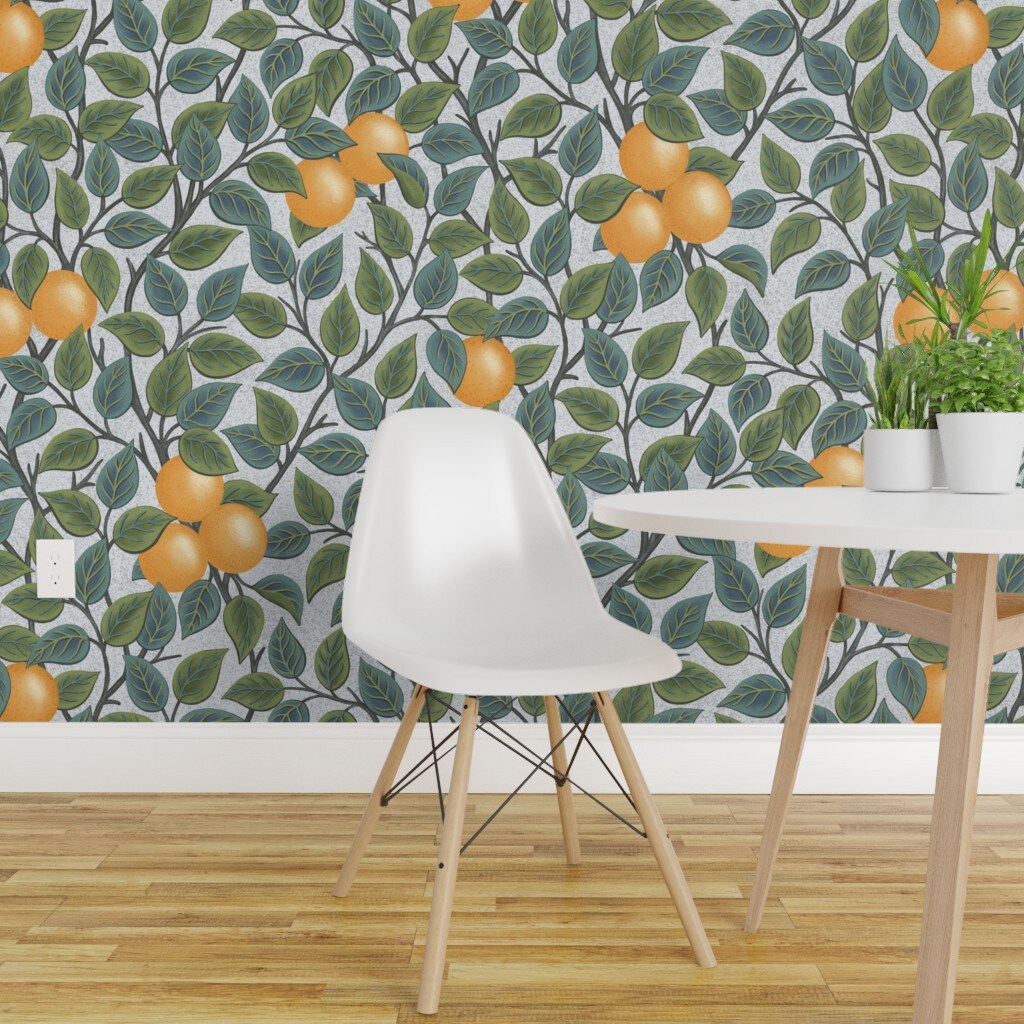 Peel & Stick Wallpaper 2FT Wide Orange Fruit Citrus Summer Botanical