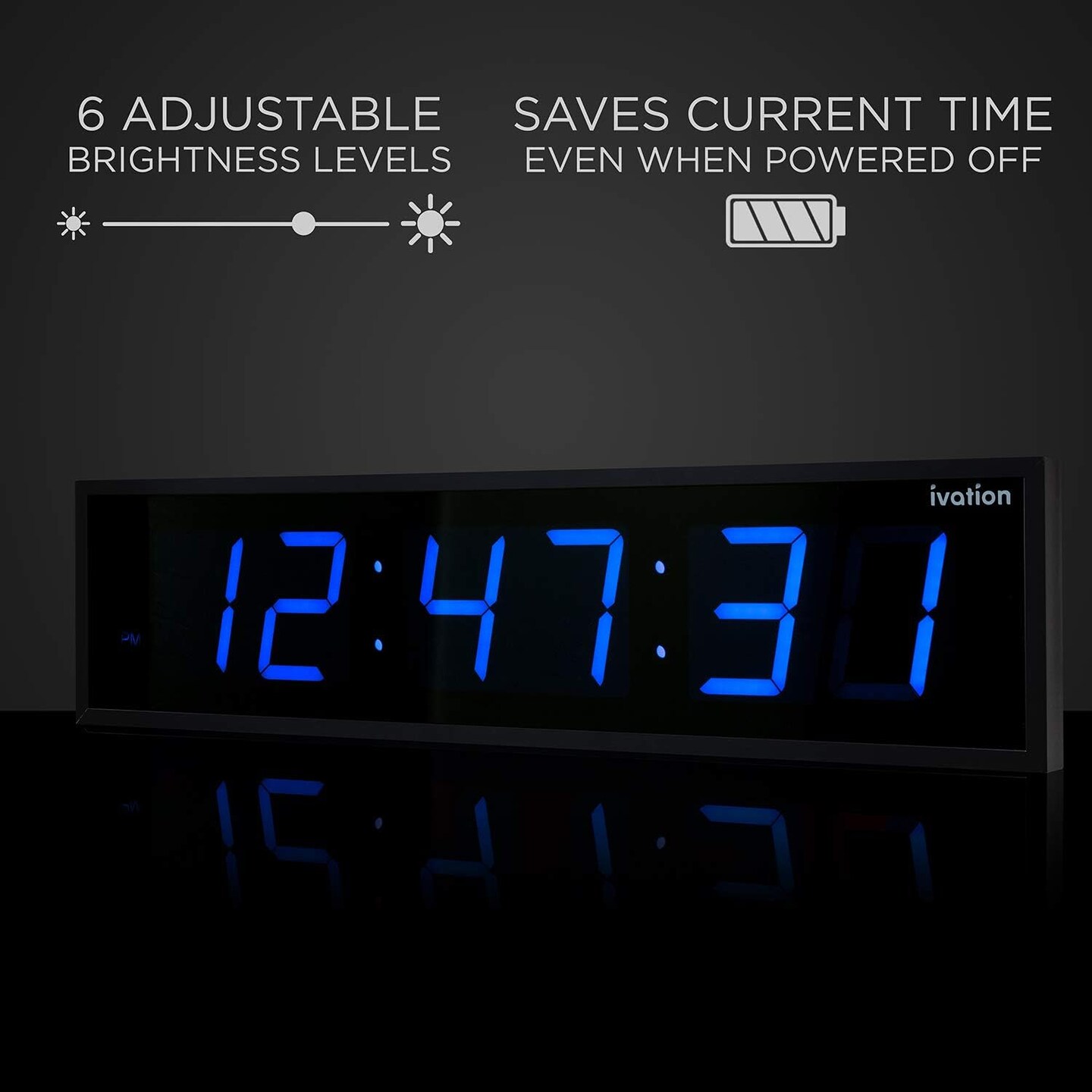 Ivation 60&#x27;&#x27; Large Digital Wall Clock, LED Digital Clock with Remote Control - Stopwatches