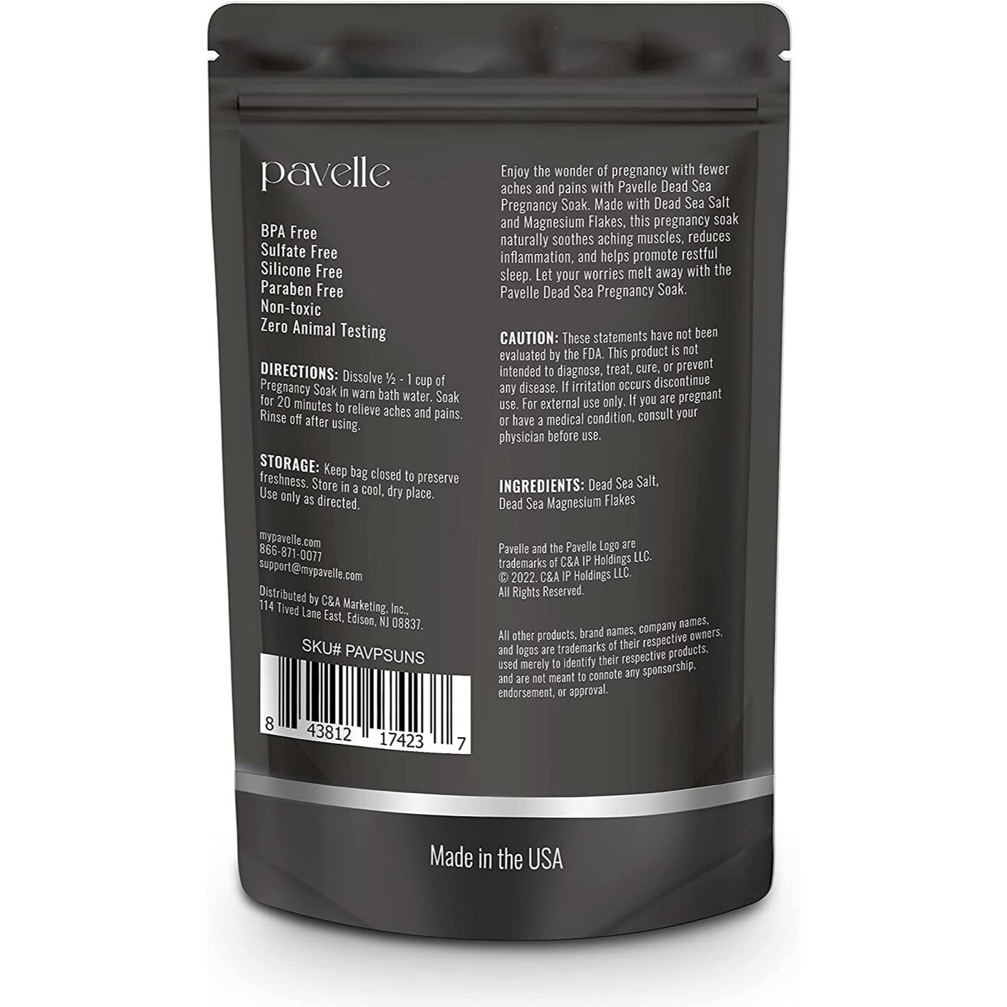 Pavelle Dead Sea Pregnancy Bath Soak, 100% Natural Magnesium Flakes Bath Soak, 14 oz (397g)
