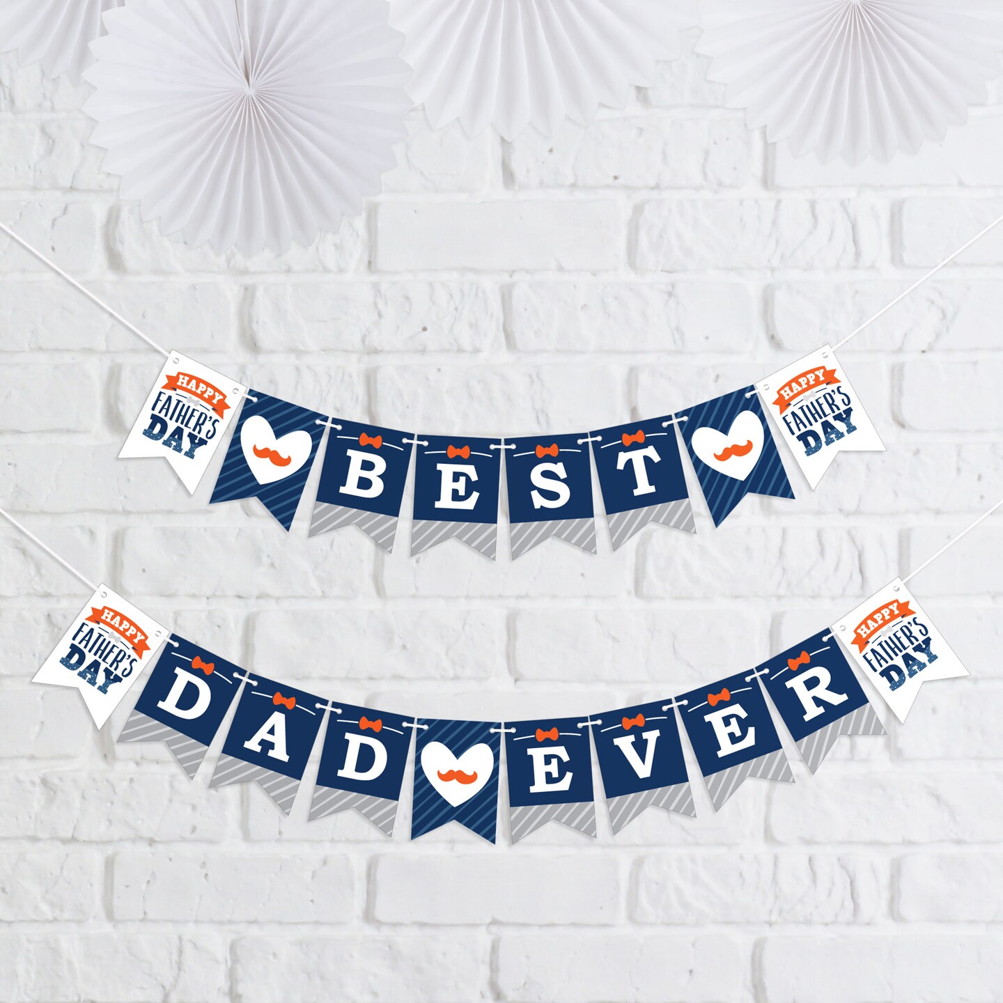 Big Dot of Happiness Happy Father&#x27;s Day - We Love Dad Party Mini Pennant Banner - Best Dad Ever