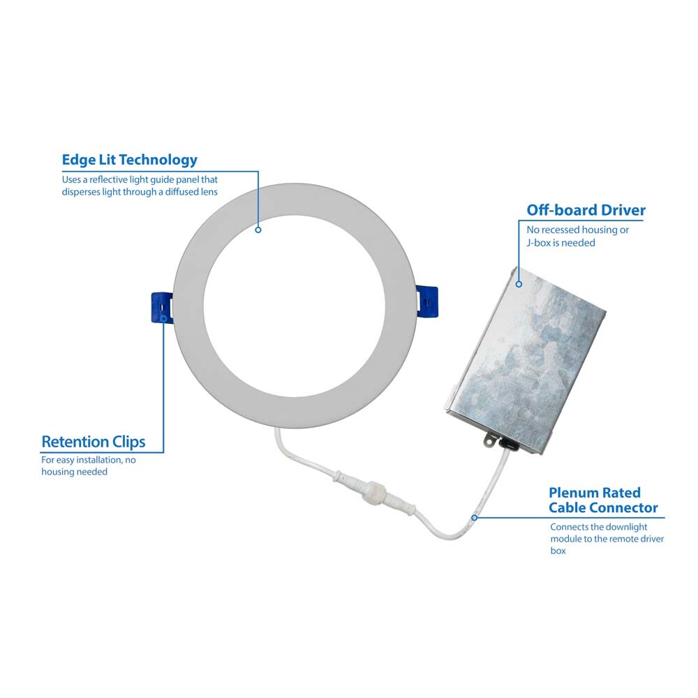 DLE6 Series 6 in. Round White Flat Panel LED Downlight in 3000K