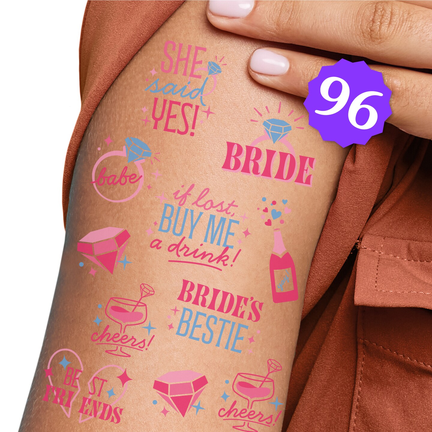 Big Dot of Happiness Bachelorette Temporary Tattoos for Women, Future Mrs. Tattoos, Bride&#x27;s Besties Tats, Bridal Shower Favors, Pink Bachelorette Party Supplies, 12 Sheets