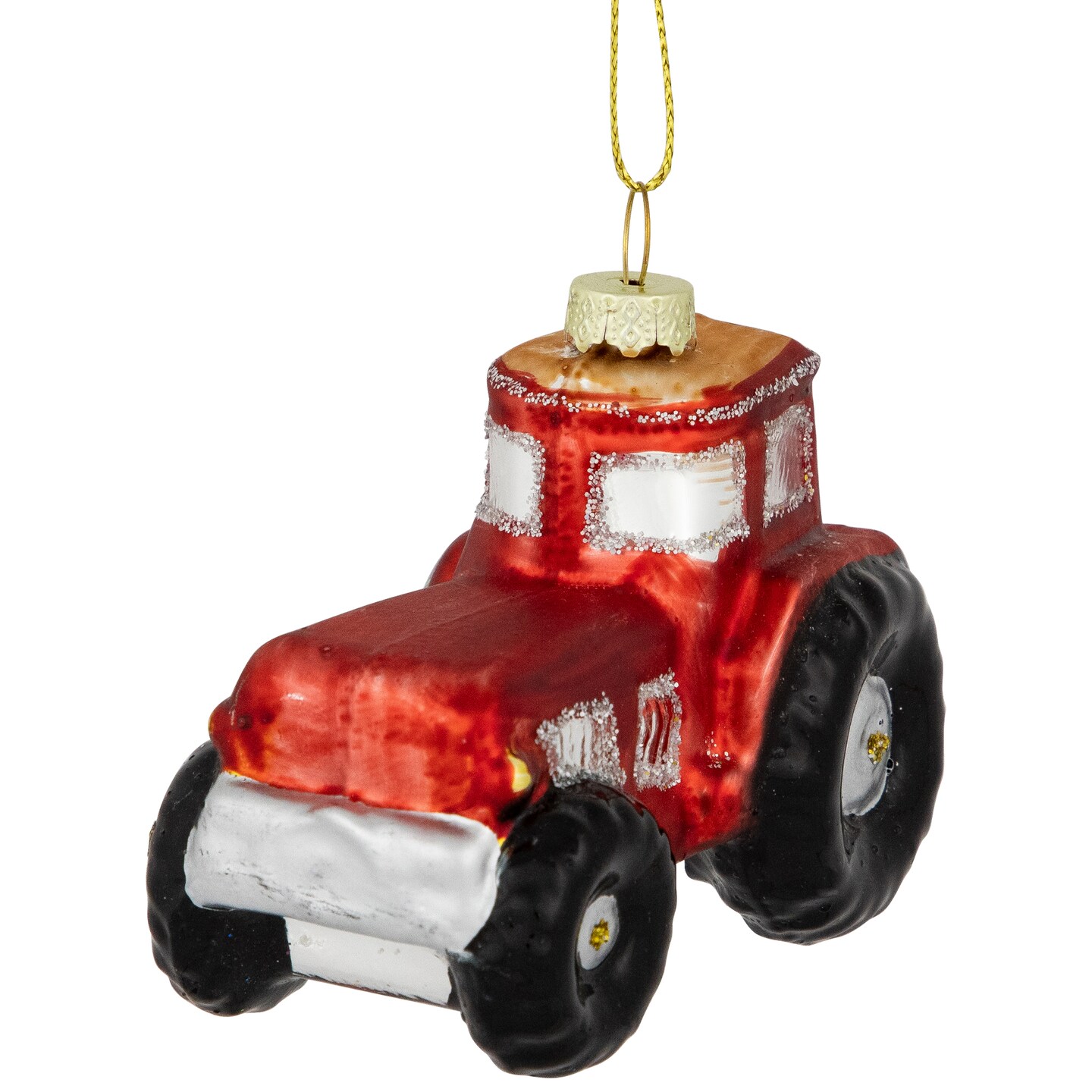 Northlight Tractor Glass Christmas Ornament - 3.5&#x22; - Red and Gold