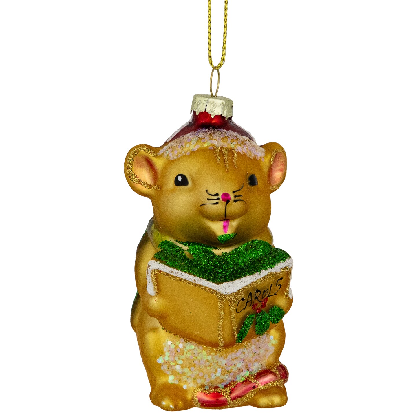 Northlight 3&#x22; Caroling Mouse Glass Christmas Hanging Ornament