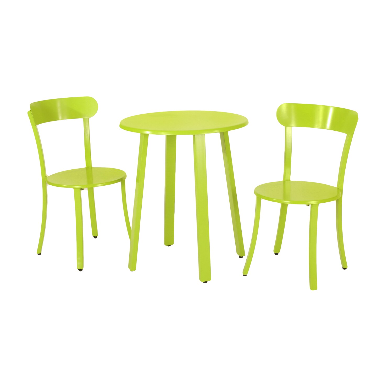 Contemporary Home Living 3-Piece Matte Lime Green Solid Handcrafted Outdoor Furniture Patio Bistro Set