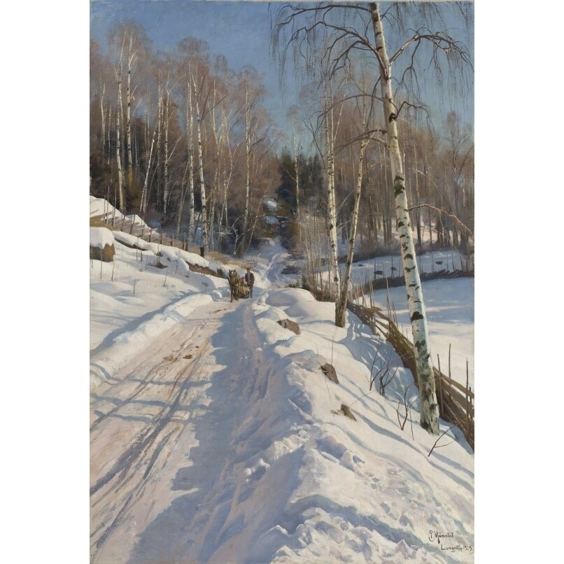 Sleigh Ride On A Sunny Winter Day Poster Print By Peder Monsted (18 X 24)