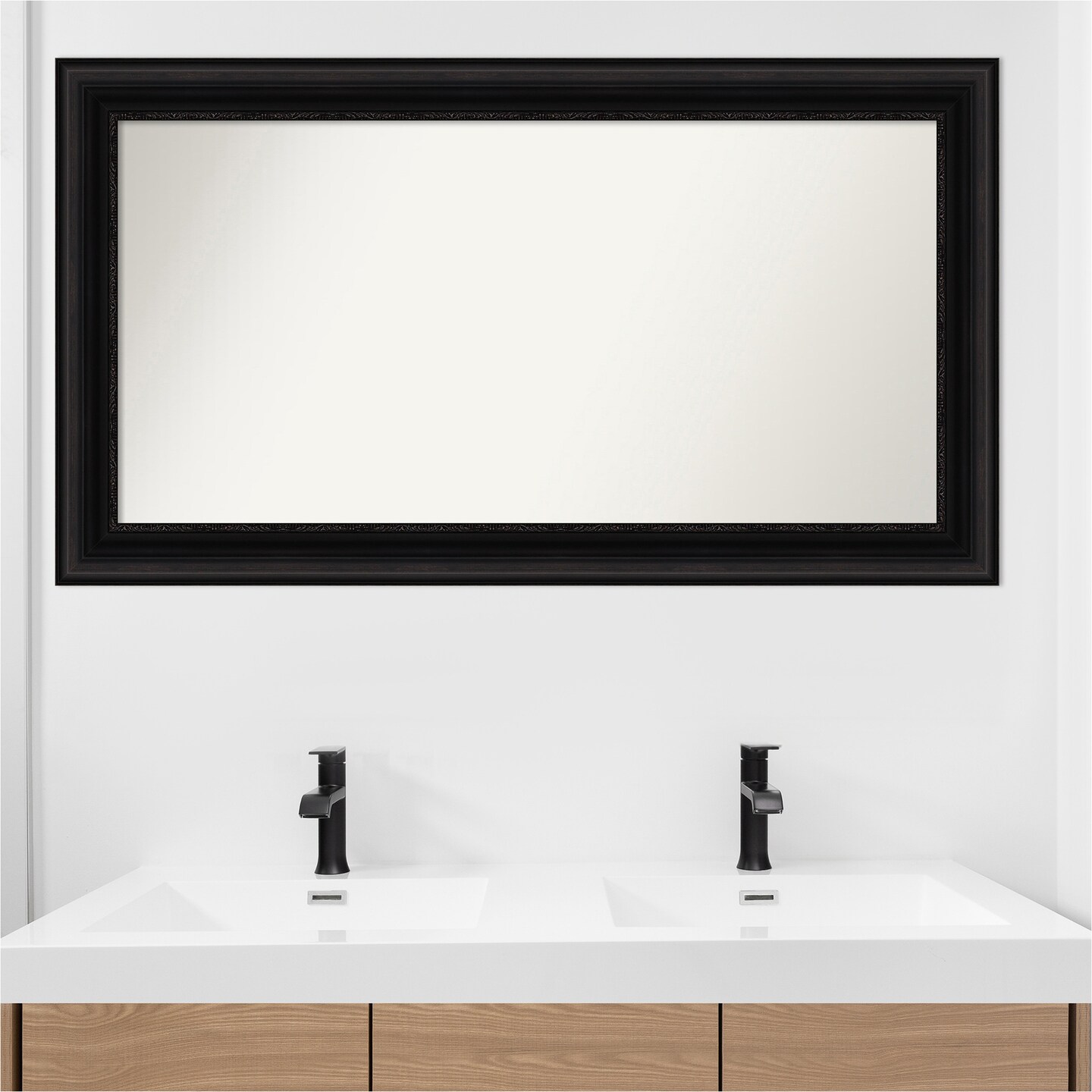Parlor Black Non-Beveled Custom Framed Bathroom Vanity Wall Mirror