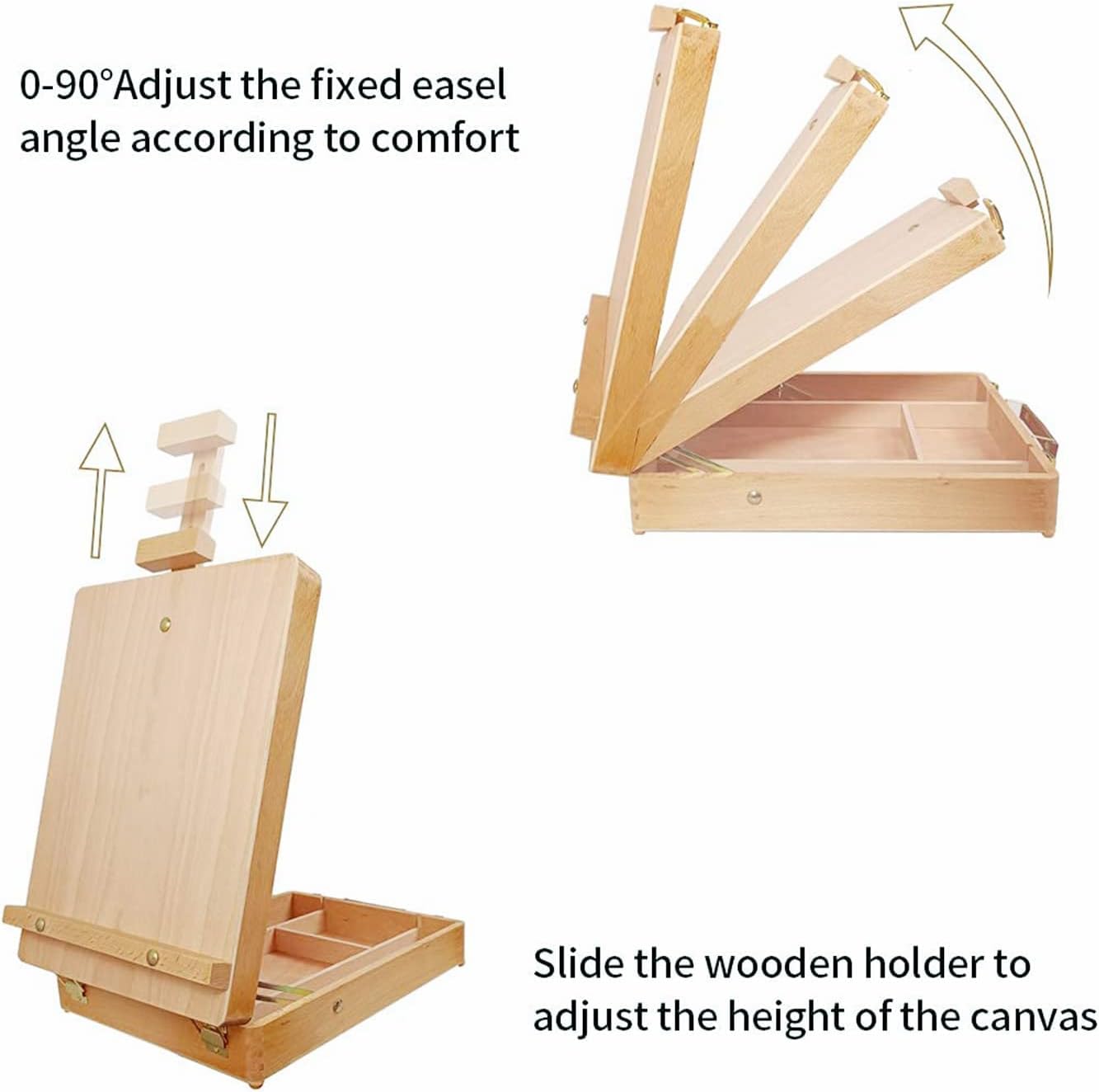 Tabletop Easel Beechwood Art Easel for Painting Canvases Table Easel Stand for Painters Painting by Numbers, Students Beginners Artist Adults
