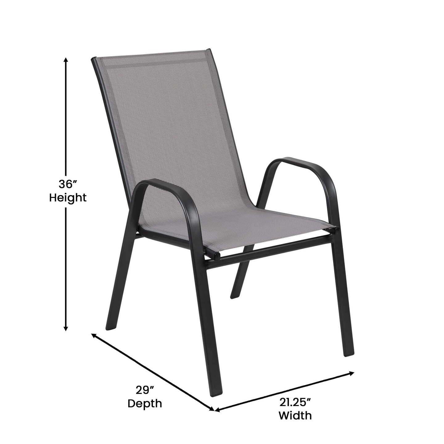 Merrick Lane Bardwell 7 Piece Outdoor Dining Table Set for 6 with Glass-Top Patio Table and 6 Stack Chairs with Flex Comfort Material