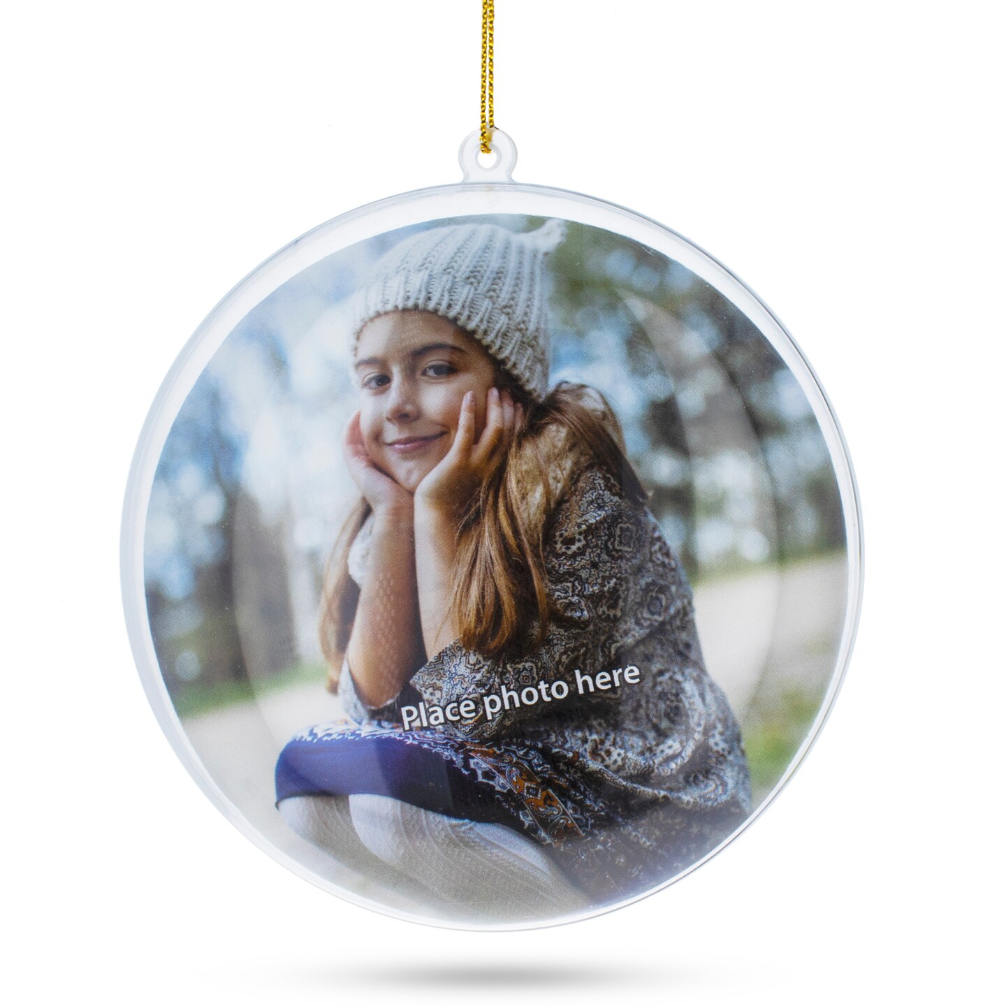 Openable Fallible Picture Frame Clear Plastic Flat Disc Christmas Ornament  DIY Craft 4.25 Inches