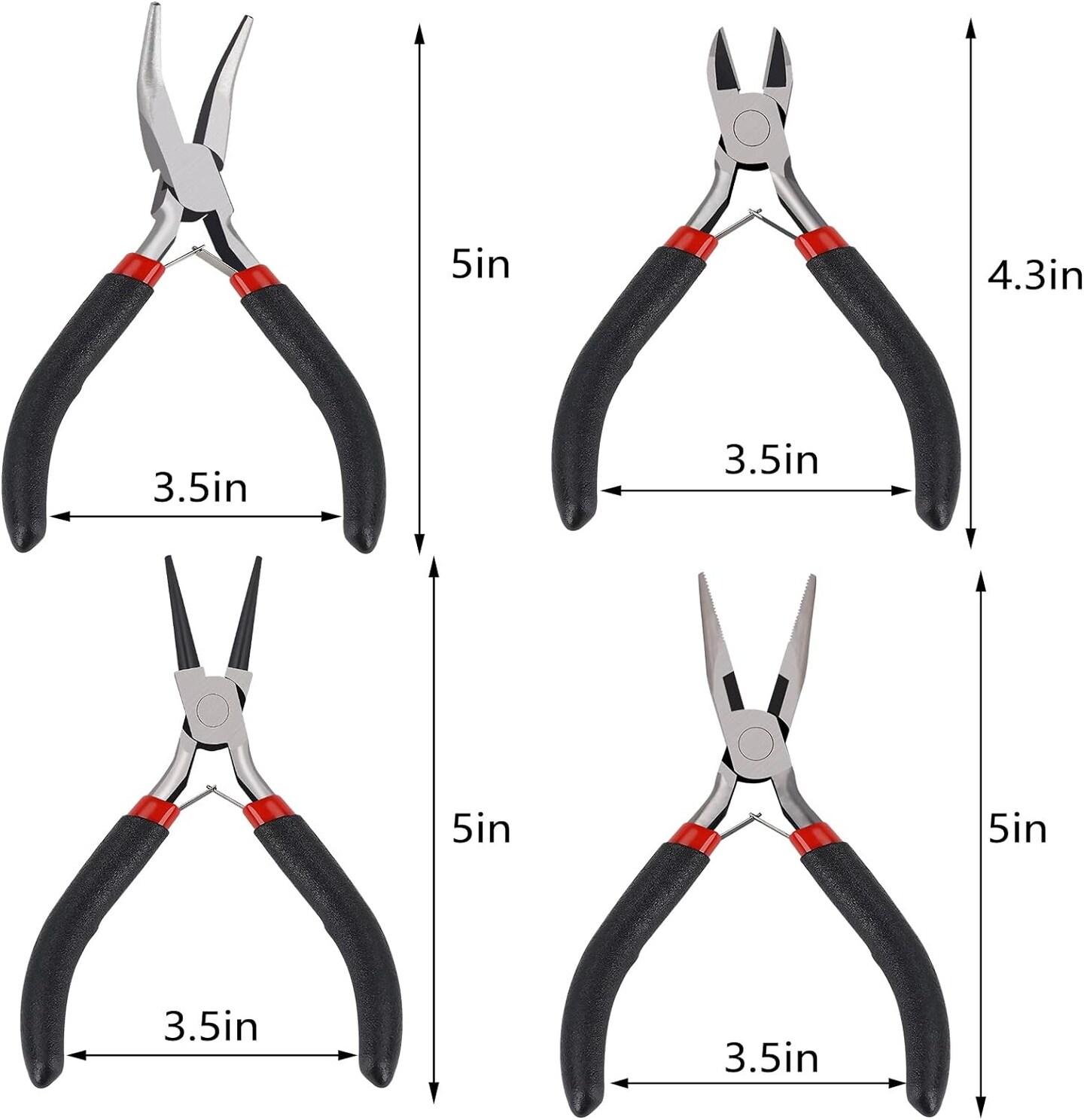 4 Pack Jewelry Pliers Jewelry Making Pliers Tools Kit with Needle Nose Pliers/Chain Nose Pliers, Round Nose Pliers, Bent Nose Pliers Wire Cutters for Wire Wrapping Earring Craft Making Supplies,Black
