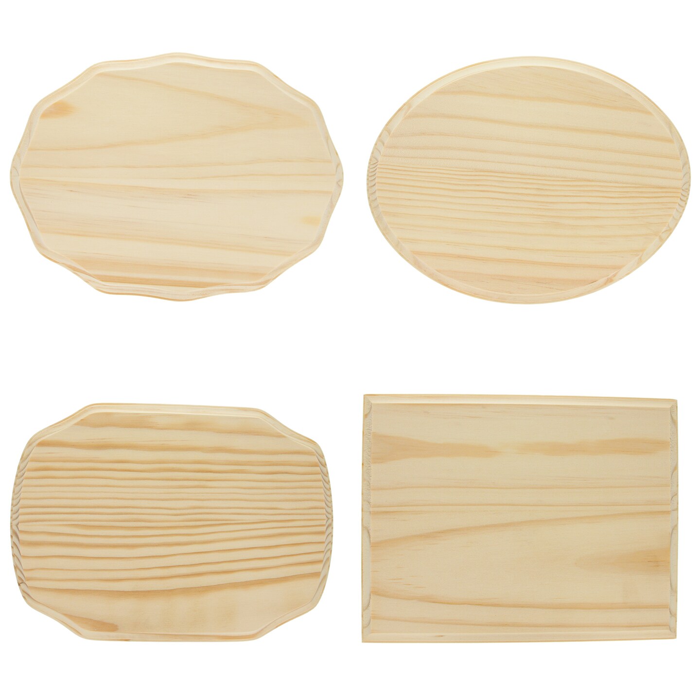 Set of 4 Assorted Size Wooden Unfinished Blank Plaques DIY Crafts