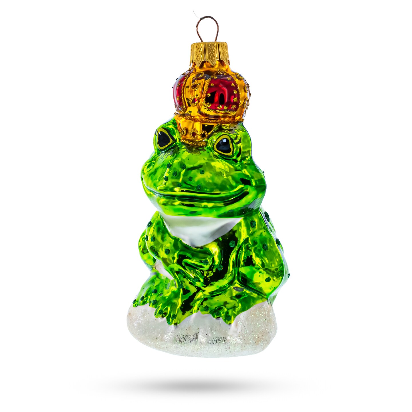 Royal Frog Glass Christmas Ornament
