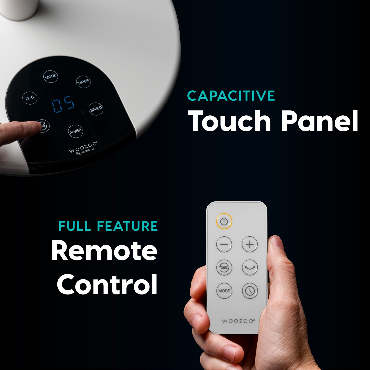 IRIS USA WOOZOO Pedestal Standing Oscillating Vortex Fan with Remote and Timer Function, Height Adjustable, Speed Settings, Air Circulator, White