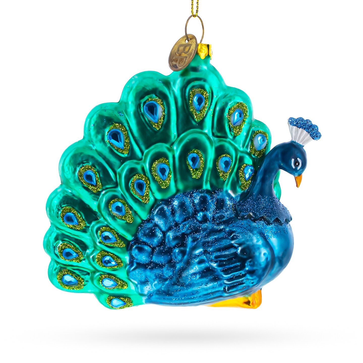 Chic Peacock Blown Glass Christmas Ornament