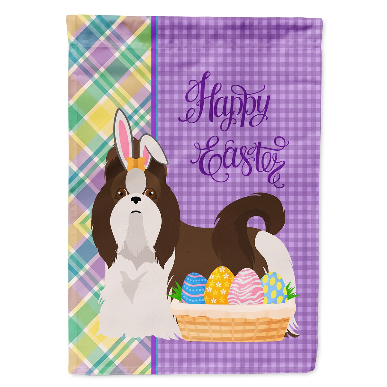 Caroline s Treasures Liver And White Shih Tzu Easter Flag Garden Size caroline-s-treasures-liver-and-white-shih-tzu-easter-flag-garden-size