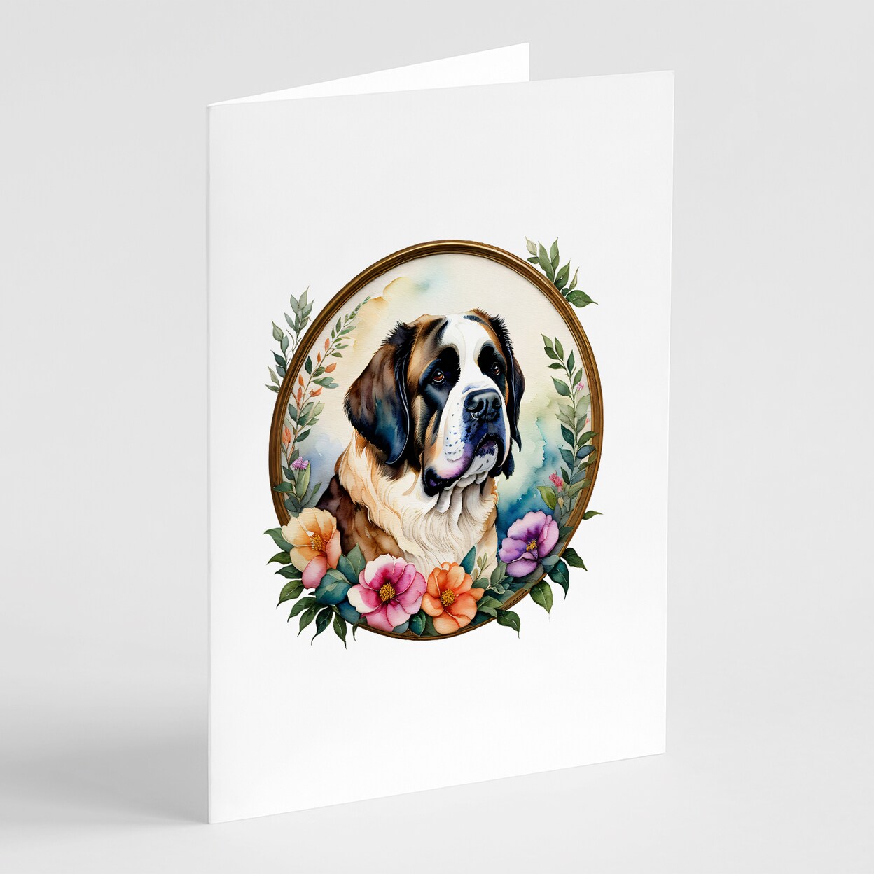 Caroline&#x27;s Treasures Saint Bernard and Flowers Greeting Cards and Envelopes Pack of 8