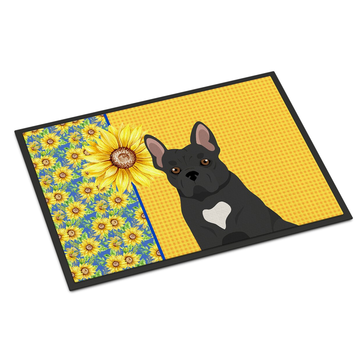 Caroline s Treasures Summer Sunflowers Black French Bulldog Indoor or Outdoor Mat 24x36 Michaels