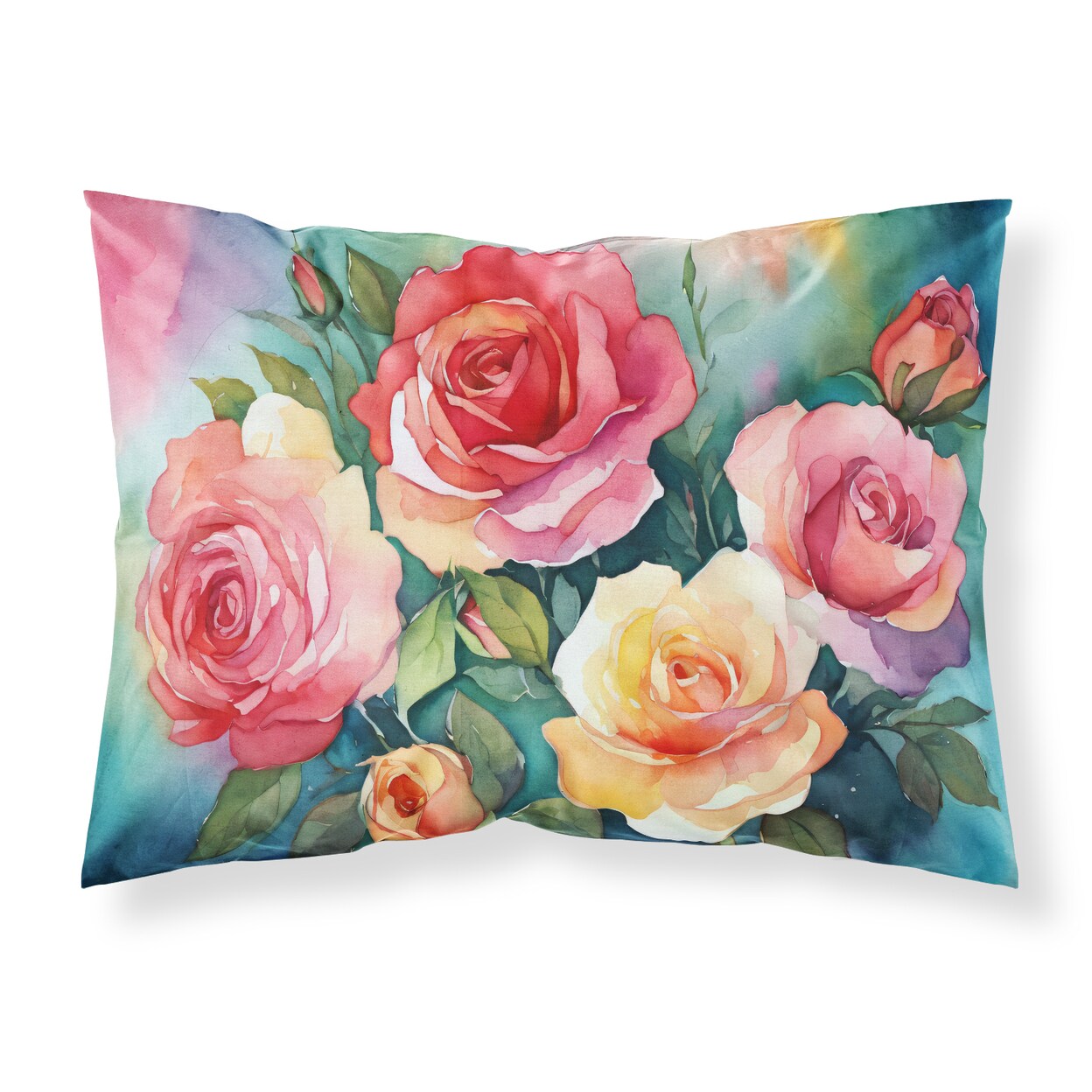 Caroline&#x27;s Treasures Oklahoma Roses in Watercolor Fabric Standard Pillowcase DAC1701