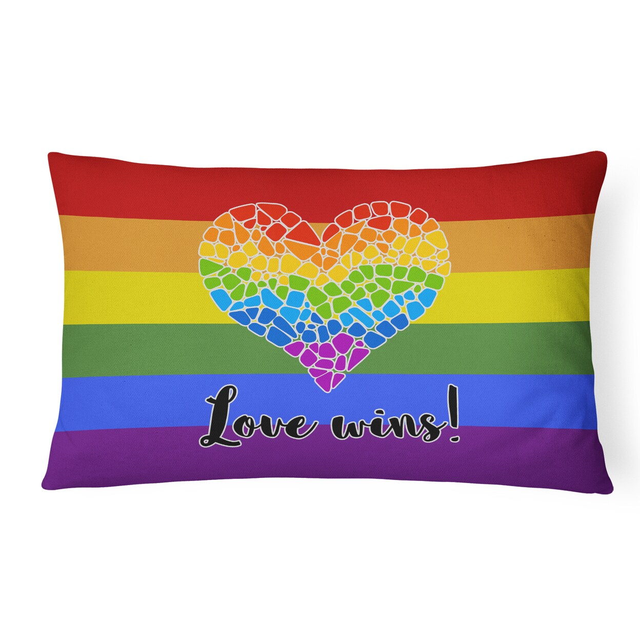 Caroline&#x27;s Treasures Gay Pride Love Wins Mosaic Heart Canvas Fabric Decorative Pillow
