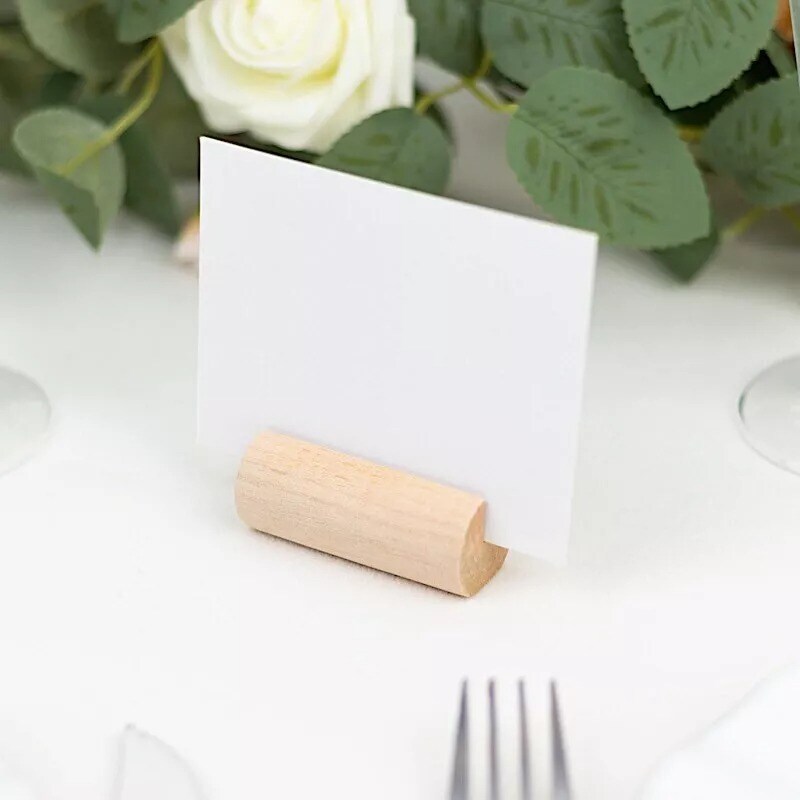 10 Cylindrical 2&#x22; Wood Place Card Holders