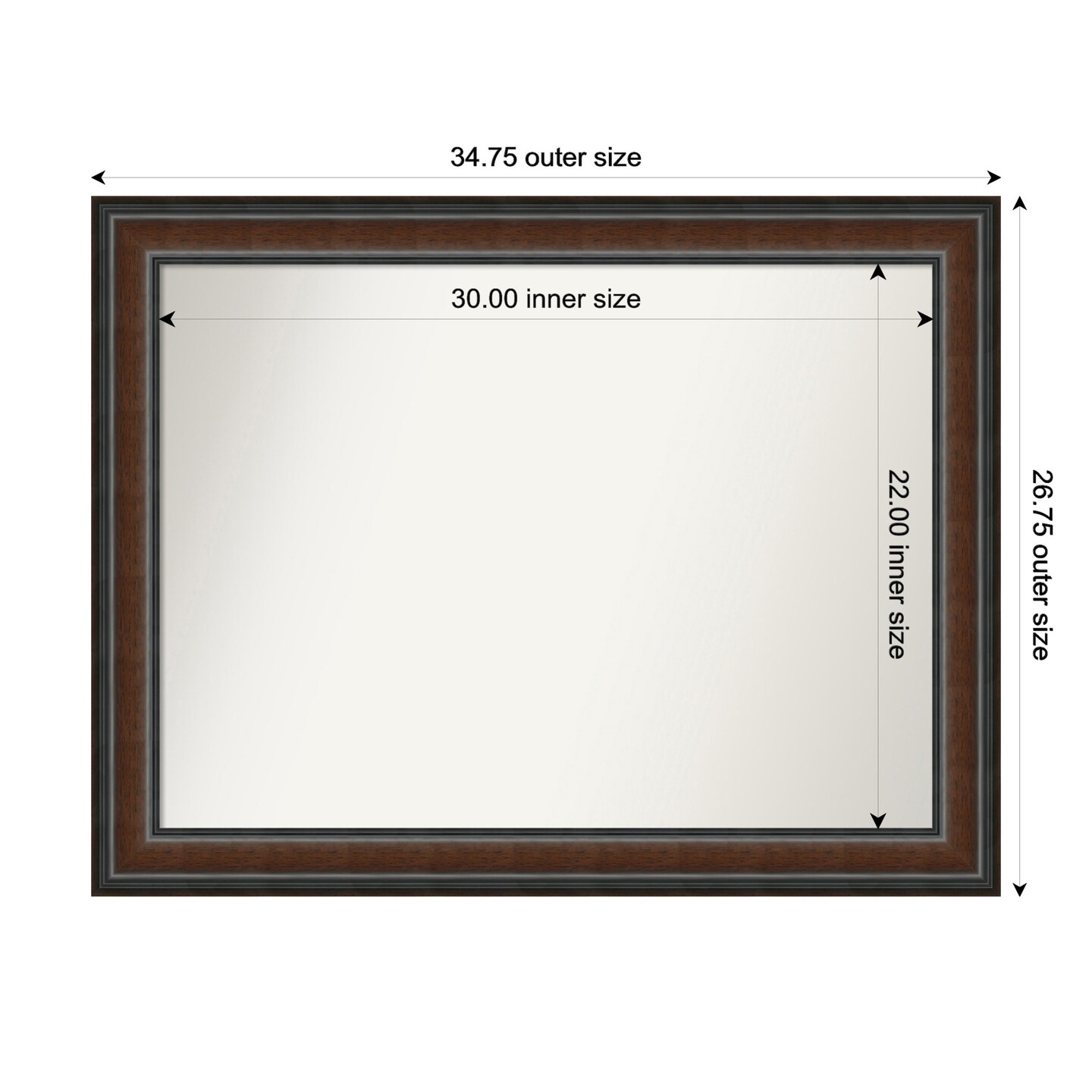 Cyprus Walnut Non-Beveled Custom Framed Bathroom Vanity Wall Mirror