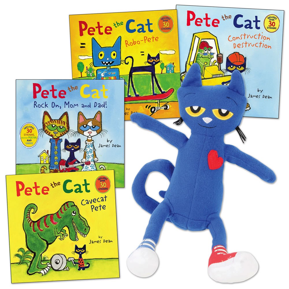 Kaplan Early Learning Company Pete the Cat Doll and 4 Paperback Book Set