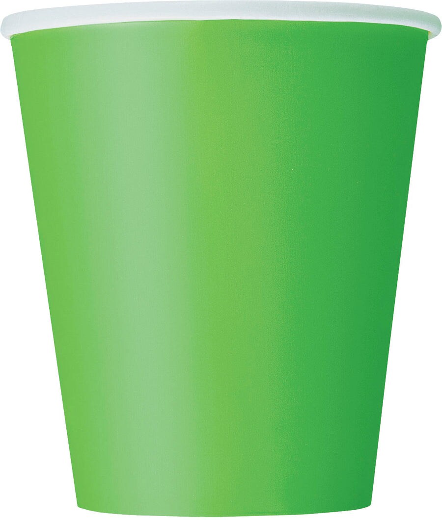 Lime Green Solid 9oz Paper Cups, 8ct