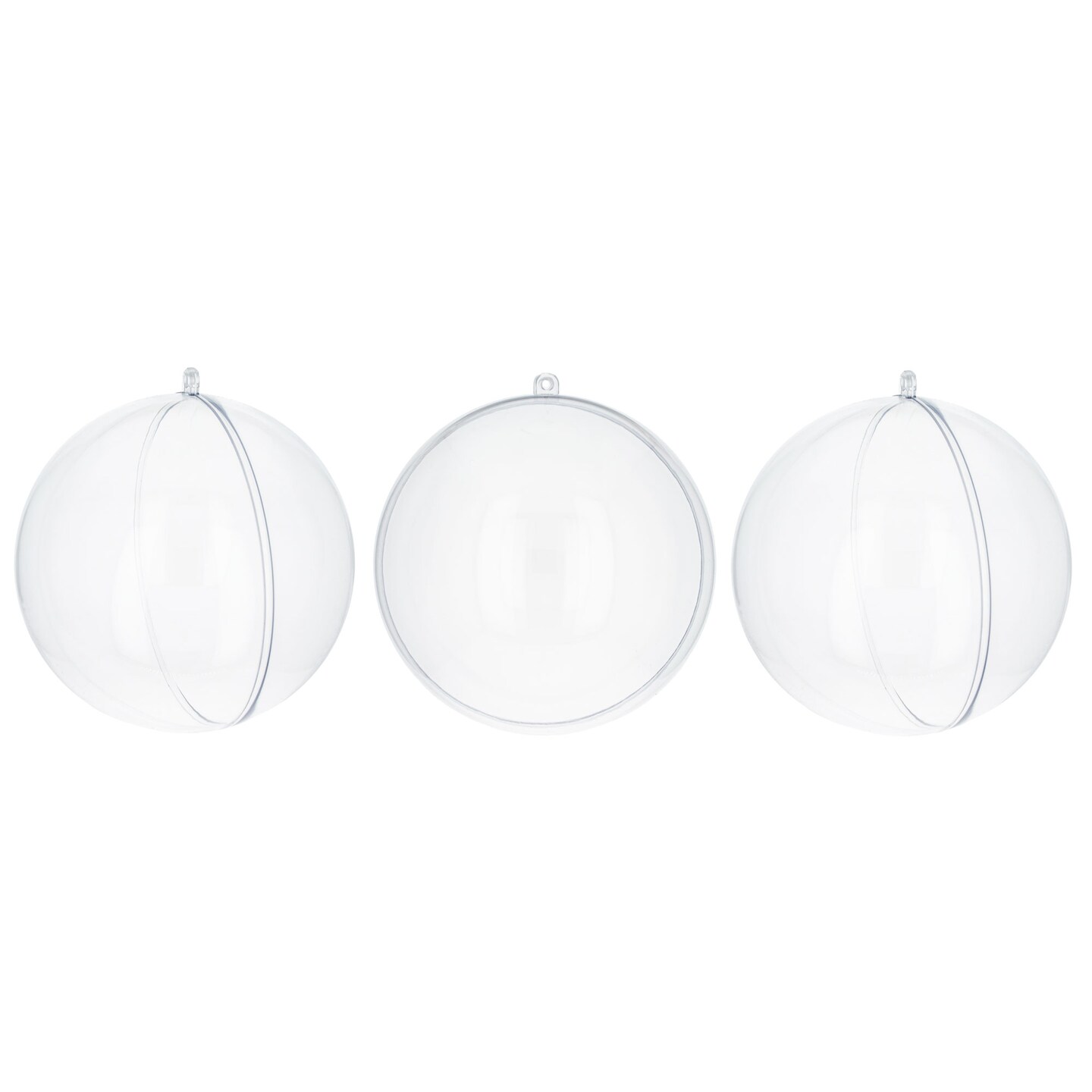 Set of 3 Clear Plastic Ball Ornaments 4.7 Inches