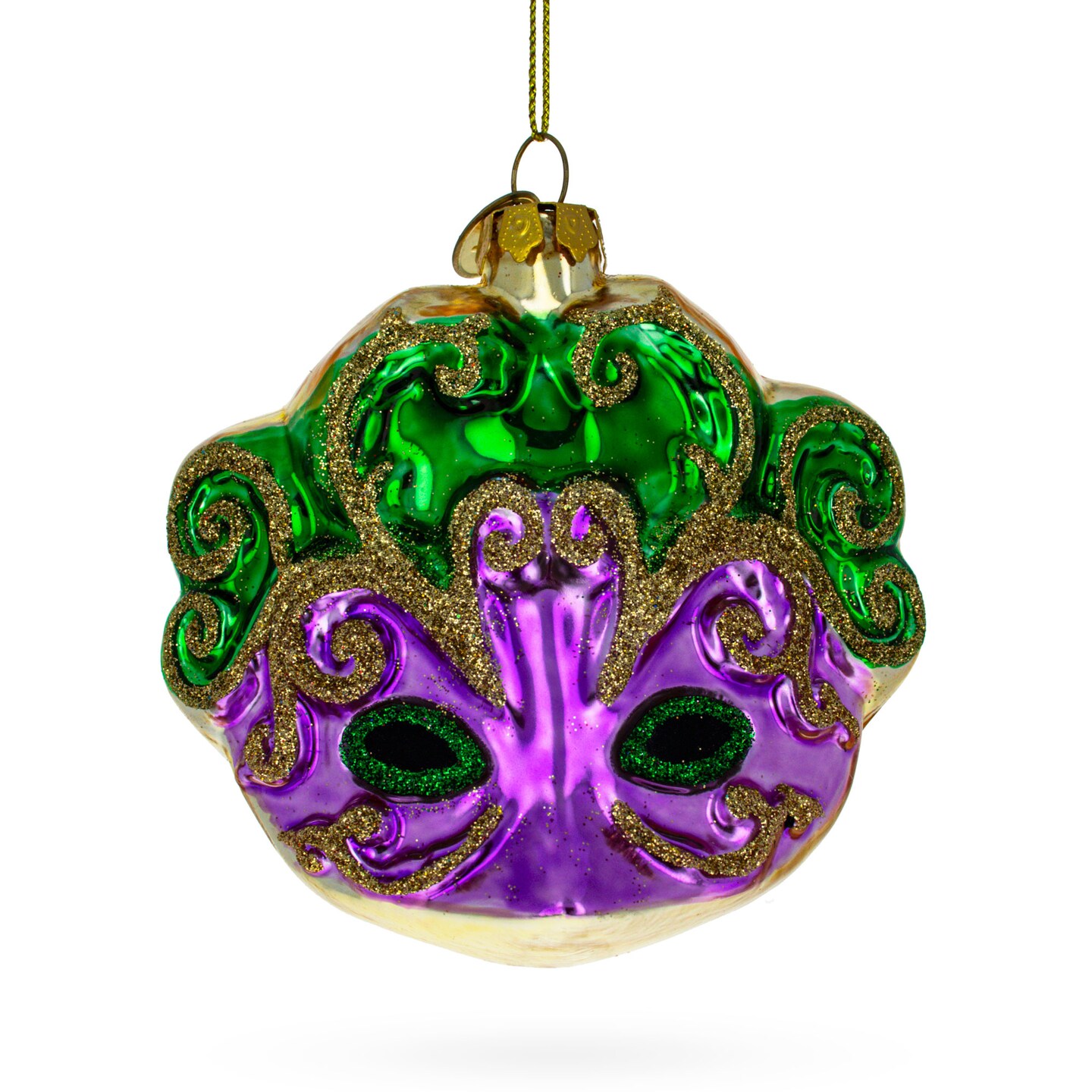 Mysterious Purple Mask Blown Glass Christmas Ornament