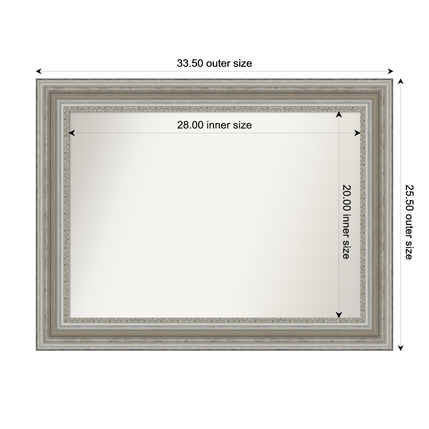 Parlor Silver Non-Beveled Custom Framed Bathroom Vanity Wall Mirror