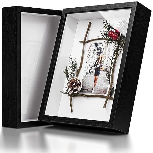 Shadow Box Frame 2Pcs, Black Shadow Box 8x10 Suitable for Displaying Dried Flowers, Photos, Handicrafts, Gifts for Birthday, Wedding, Anniversaries, Graduations and Holidays