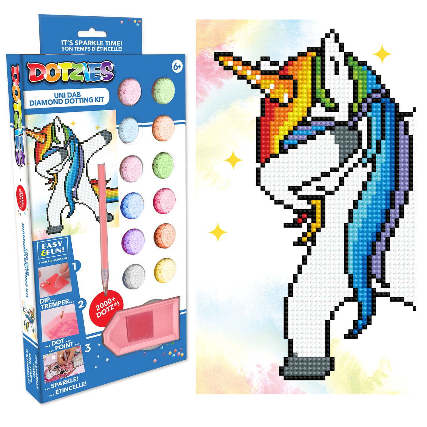 Diamond Dotz Kits - Dotzies Uni Dab, Partial Drill, Round Dotz, Diamond Painting Kits, Diamond Dotz Kits For Kids 8-12, Diamond Dotz Kits For Kids Ages 8-12, Diamond Art, Diamond Dotz Kits, 9.1"x9.1"