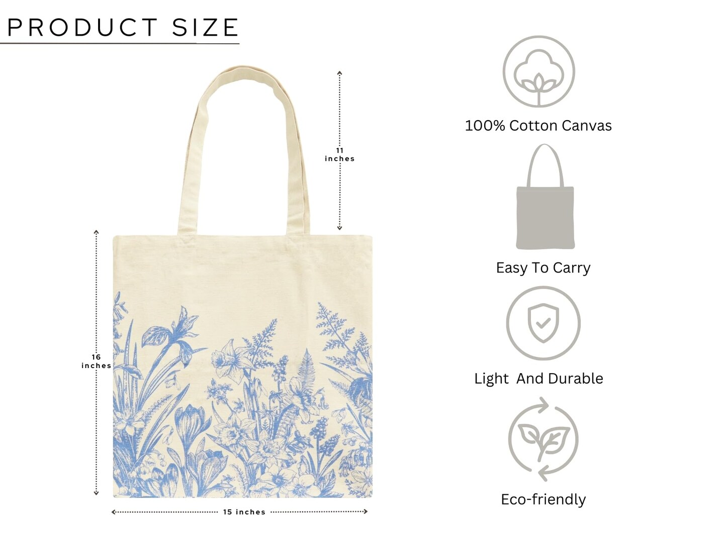 PurpleEssences Floral Tote Bag for Women, Cute Aesthetic Spring Tote Bag with Inner Pocket, Reusable Cloth Cotton Flower Tote Bag for Daily Essentials - Floral